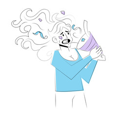 Hand drawn style illustration showing a person popping confetti