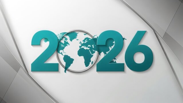 Global 2026 Numbers with World Map for Future Forecast, International Business Strategy, and World Economy