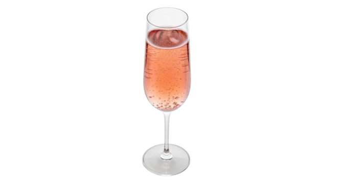 Isolated pink champagne in a transparent glass ready for a celebration or party at a bar
