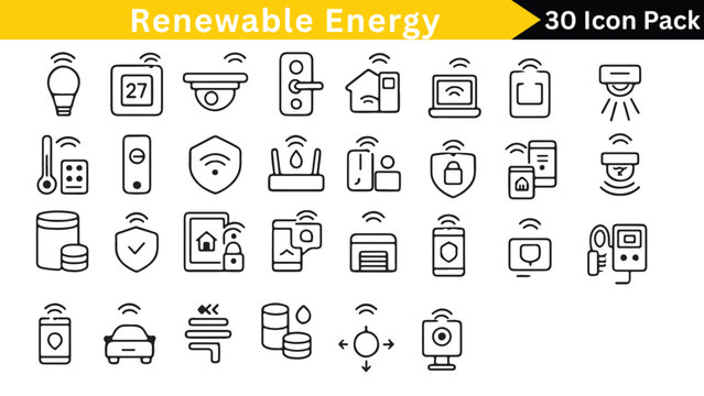 Versatile icon set with primary colors and typography elements