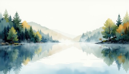 Peaceful lake with lush trees and reflective water calm lake mirrors vibrant trees forming picturesque natural setting of serene beauty