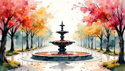 Water fountain with central feature impressive water fountain featuring prominent central element creating tranquil aquatic display