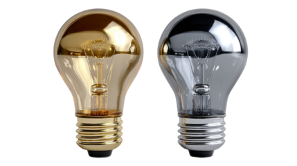 Illuminating Ideas: A Pair of stylish light bulbs shine with reflective surfaces, their metallic hues adding a modern touch to the classic form