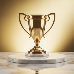 Celebrate your victory with this stunning golden trophy on a marble pedestal, perfect for business achievements, sports championships, and recognizing success today