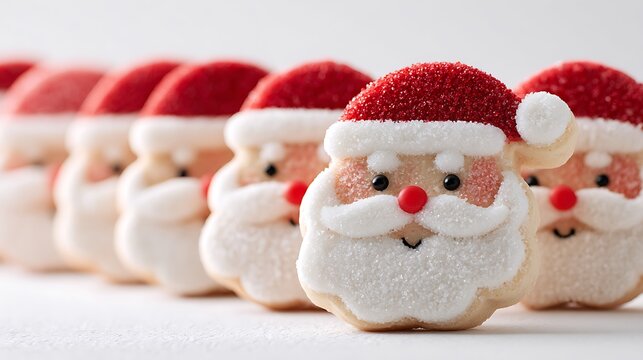 santa claus and christmas cookies arrangements isolated on the white background 