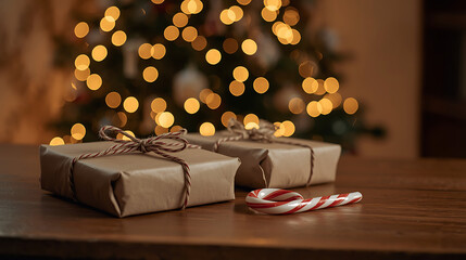 Gifts present Christmas tree warm holiday season