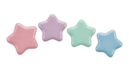 Isolated pastel stars, colorful and smooth. Decoration, gift elements for kids and party.
