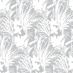modern tropical pattern with bushes in practical unisex shades on vector for surface and fabric design