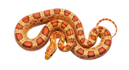 Isolated Corn Snake, a colorful snake species native to North America, in coiled position