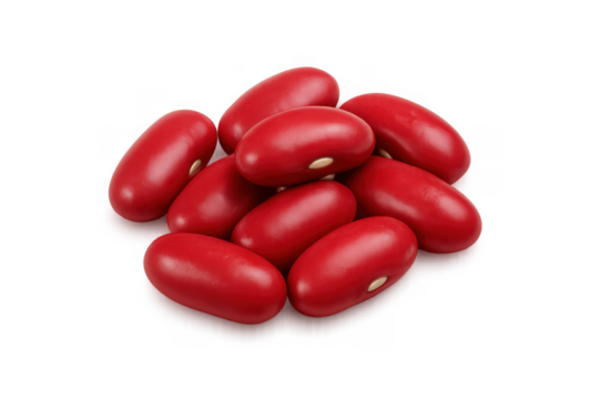 Red kidney beans forming a heap, raw dry pulses for cooking, ingredient for healthy balanced nutrition, transparent background