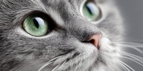 Captivating Close-Up of a Charming Australian Mist Cat with Stunning Eyes in a Grey Studio Setting