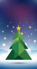 Geometric Evergreen Radiance: A Polygonal Christmas Tree with Celestial Glow