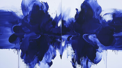 Abstract ink blot style design in rich cobalt blue. concept of creative expression, artistic design, fluid movement