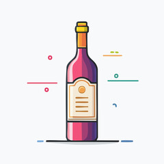 Elegant Red Wine Bottle Illustration with Minimalist Design.