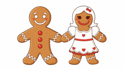 Festive Cheer Vector Gingerbread Couple Celebrating Winter Christmas Together