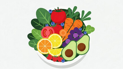Healthy eating choices for the festive winter season, a fresh food bowl vector illustration for a nutritious Christmas celebration