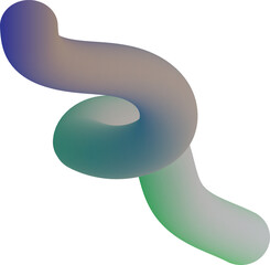 Abstract 3d gradient liquid tube shape twisting smoothly, isolated on white