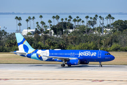JetBlue Airways Airbus A320 airplane at Tampa airport in the United States