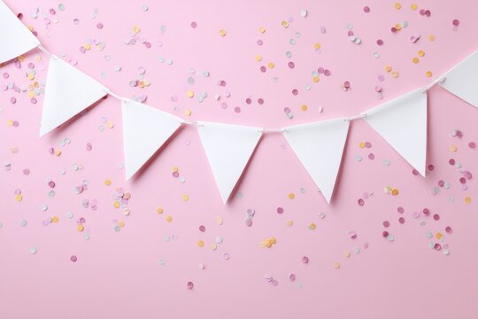 Festive pink background with confetti