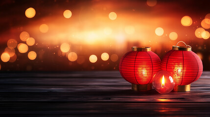 Festive Lunar New Year Decor with Red Lanterns for Year of the Horse