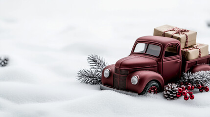 Vintage Holiday Truck with Gift Boxes for Christmas Decoration