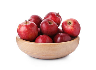 Fresh red apples in bowl isolated on white