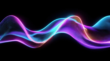 Glowing Translucent Wave of Ethereal Purple and Cyan Neon Light.