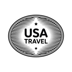 Vintage usa travel stamp design in black and white oval shape