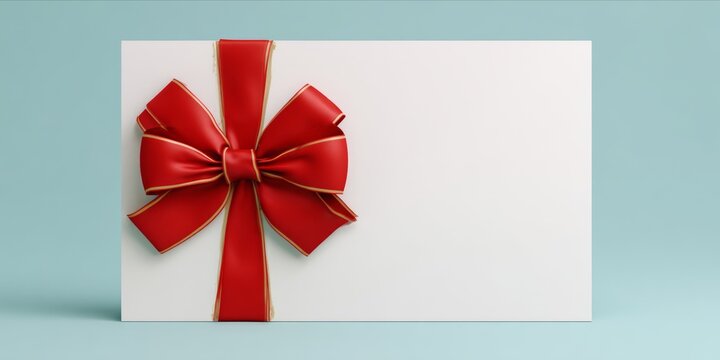 Gift Card Delight: Red Ribbon on Crisp White, Waiting to be Filled with Joy - Powered by Adobe