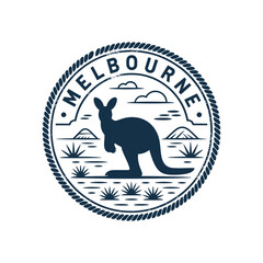 Melbourne australia vintage style kangaroo emblem design for souvenirs