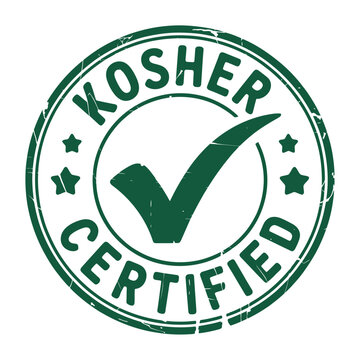 Kosher certified green rubber stamp with check mark and stars