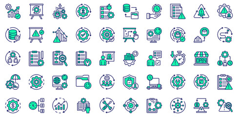 Business Recovery Plan icons collection. Vector illustration. Business Recovery, Recovery Plan, Business Resilience, Continuity Strategy. Pro Vector