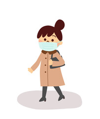 マスクをして歩いている女性