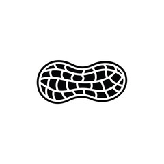Minimalist peanut illustration black outline on white background simple food icon