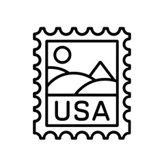 United states postage stamp icon with desert landscape and sun