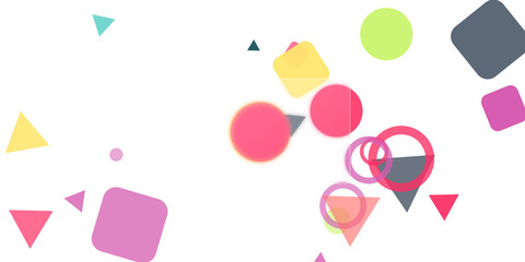 Colorful Geometric Shapes with Glass Effect on Black Background: Abstract Design Elements