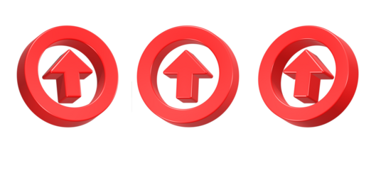 up arrow 3d rendering icon red button