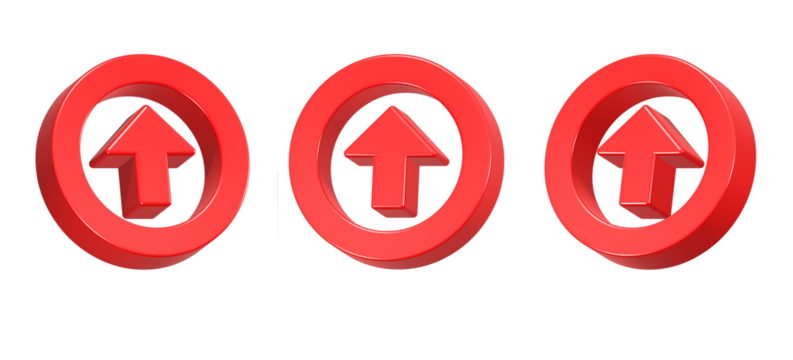up arrow 3d rendering icon red button - Powered by Adobe