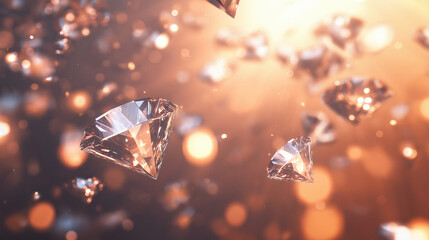Glamorous diamonds sparkling with light and luxury, perfect for jewelry ads and high-end marketing