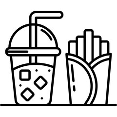 Combo Drink Fries Outline Icon