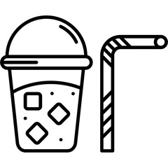 Paper Straw and Drink Outline Icon