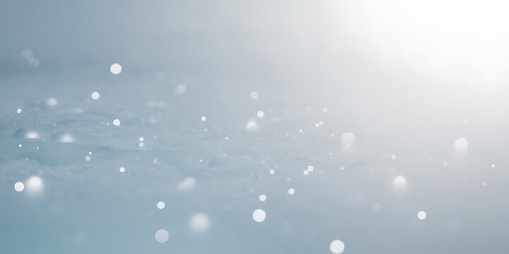 Abstract light blue and white background with glowing bokeh particles and bright light flare - Powered by Adobe