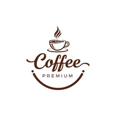 Premium Coffee Logo – Hot Cup Cafe Emblem Vector Design