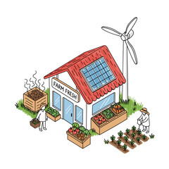 Modern farmer market with fresh products showcasing sustainable practices  