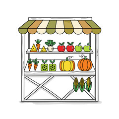 Fresh vegetables and fruits displayed on a farmer market stand  