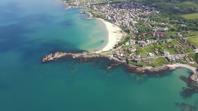 Aerial view of Black sea coast near village of Lozenets, Burgas Region, Bulgaria 