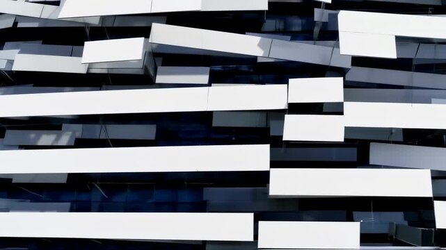 Architectural marvel: Abstract building facade with dynamic geometric patterns and modern design