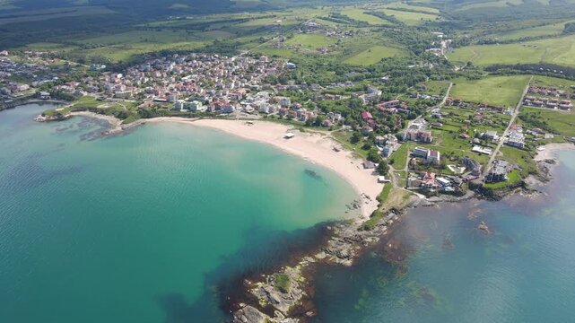 Aerial view of Black sea coast near village of Lozenets, Burgas Region, Bulgaria 