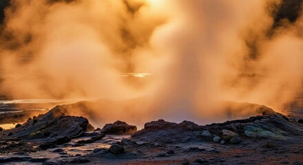 Fototapeta premium Soft Focus Depiction of Geothermal Heat Haze and Mineral Deposits