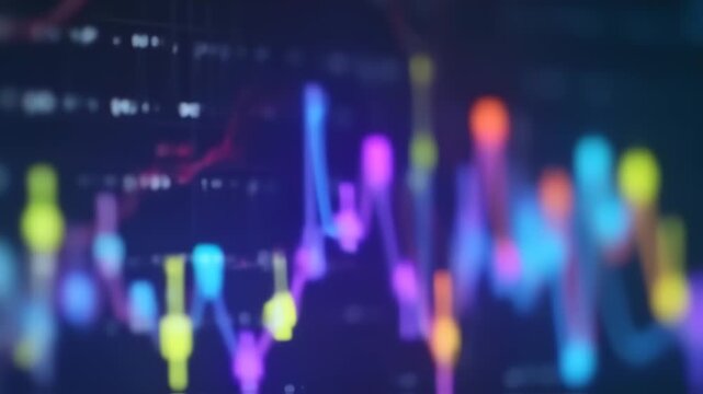 Abstract digital data visualization of financial market trends and fluctuations. - Powered by Adobe